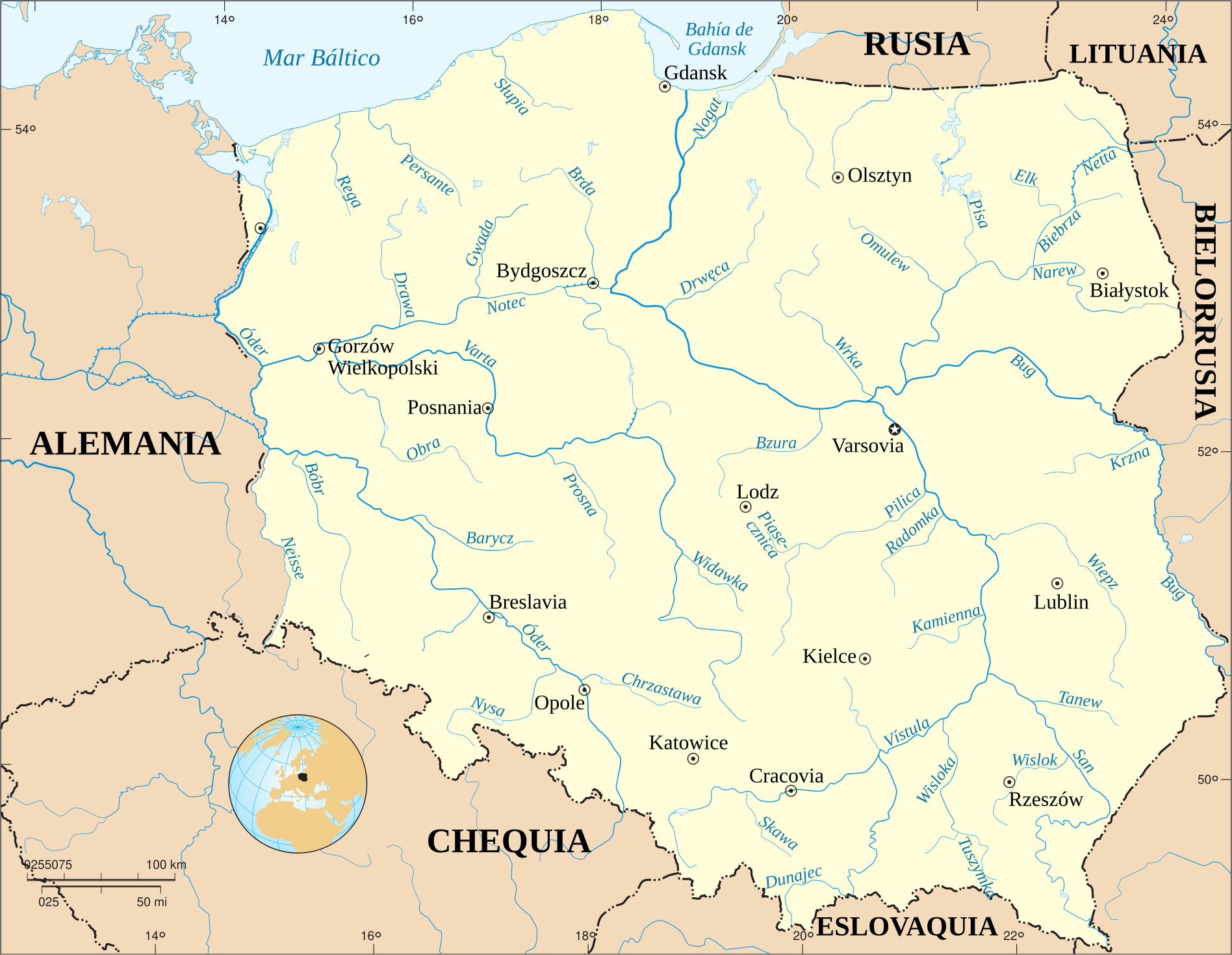 Mapa de Polonia